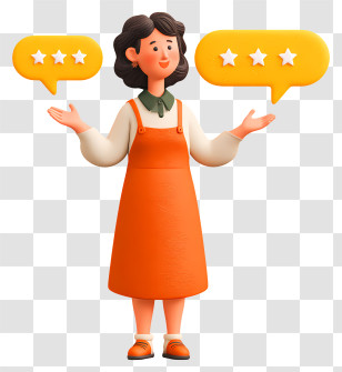 Woman Giving Customer Feedback - Cartoon Woman With Feedback Bubbles Transparent PNG