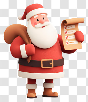 Santa Claus With Gifts List - Santa Claus Checking His List Transparent PNG