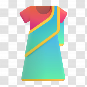 Sari Emoji - Colorful Sari Illustration Transparent PNG