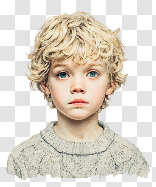 Caucasian Child - Innocent Blond Boy Portrait Transparent PNG