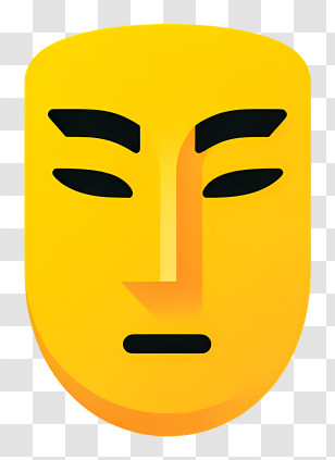 Sigma Face Emoji - Yellow Mask With Minimalist Design Transparent PNG