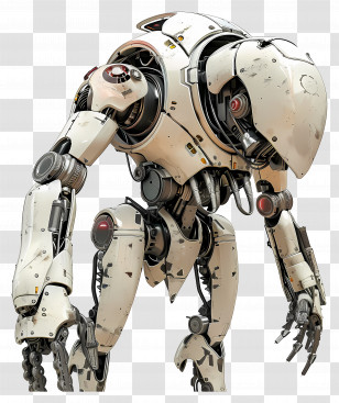 Robot Mech - Futuristic White Robot In Sci-fi Design Transparent PNG