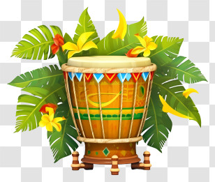 Drum - Floral Yellow Drum With Tropical Accent Transparent PNG