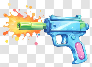 Toy Gun - Colorful Water Gun With Splashing Effect Transparent PNG