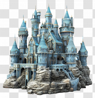 Hyrule Castle - Blue Fantasy Castle Transparent PNG