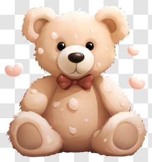 Hand Drawn Teddy Bear - Cute Doodle Teddy Bear With Bowtie Transparent PNG