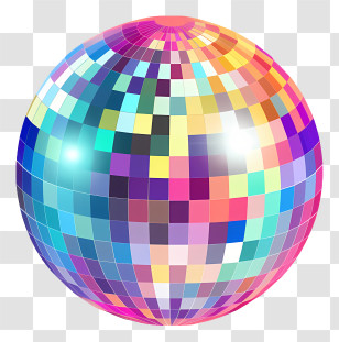 New Year - Vibrant Colorful Disco Ball Illustration Transparent PNG
