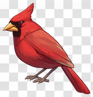 Cardinal - Vibrant Red Cardinal Bird Illustration Transparent PNG