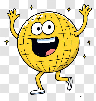 Cartoon Disco Ball - Happy Globe Cartoon Character Transparent PNG