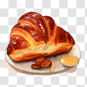 Challah Bread - Croissant With Honey And Almonds Transparent PNG