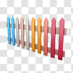 Wooden Garden Fence - Colorful Picket Fence Design Transparent PNG