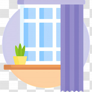 Window Plant - Window With Purple Curtain And Plant Transparent PNG