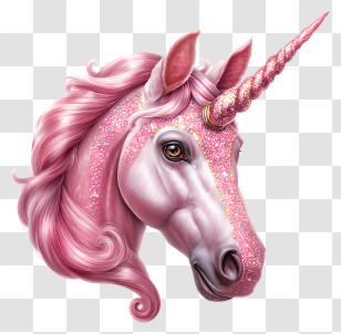 Sparkly Pink Unicorn Head - Sparkly Pink Unicorn Transparent PNG