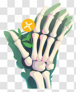 Skeletal Hand - Skeleton Hand With Plant Illustration Transparent PNG