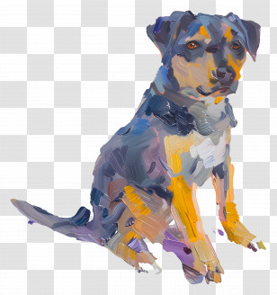 Oil Painting - Colorful Dog Illustration Transparent PNG