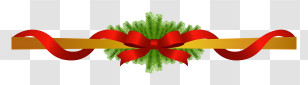 Ribbon - Red Bow With Holiday Wreath Decoration Transparent PNG