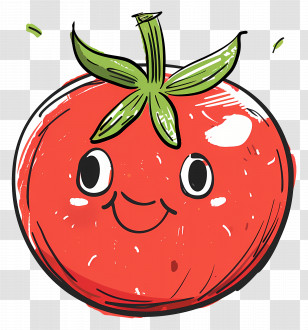 Cartoon Tomato - Smiling Cartoon Tomato In Playful Style Transparent PNG