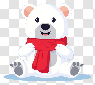 Polar Bear - White Bear With Red Scarf Transparent PNG