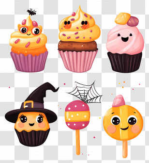Halloween Candy - Halloween Cupcakes And Candies Transparent PNG