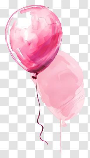 Pink Balloon - Pink Balloons In Watercolor Style Transparent PNG