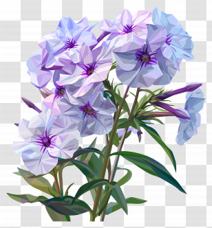 Digital Flower Art - Beautiful Blue And Purple Flowers Transparent PNG