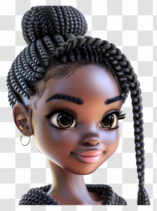 Black Girl Hairstyles Braids - 3D Rendered Girl With Braided Hairstyle Transparent PNG