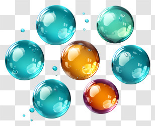Realistic Style Soap Bubbles - Colorful Glossy Bubbles Illustration Transparent PNG