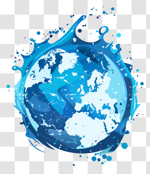 World Water Day - Blue Earth With Water Splash Illustration Transparent PNG