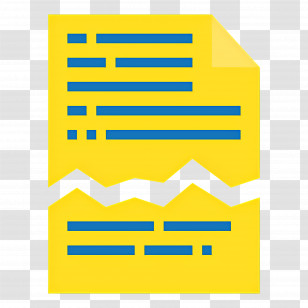 Torn Paper - Yellow Document With Blue Text Transparent PNG