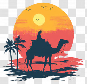 Pushkar Camel Fair - Camel Silhouette In Desert Sunset Transparent PNG