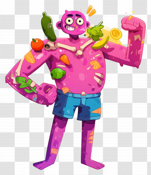 Pink Cartoon Character - Colorful Vegetable Cartoon Man Transparent PNG