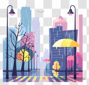 Rain - Rainy City Illustration Transparent PNG