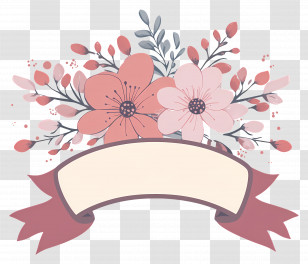 Ribbon Border - Floral Banner Decoration Transparent PNG