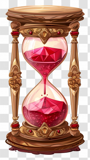 Hourglass - Golden And Ornate Hourglass With Red Sand Transparent PNG