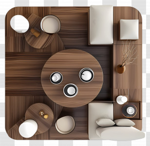 Modern Coffee Table Top View - Top View Of Wooden Furniture Set Transparent PNG
