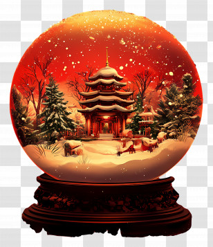 Christmas - Winter Pagoda Snow Globe Transparent PNG