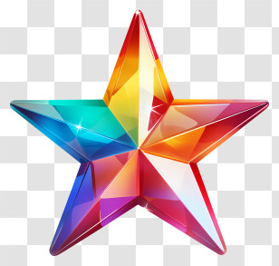 Glass Star - Shiny Colorful Star With Rainbow Hues Transparent PNG