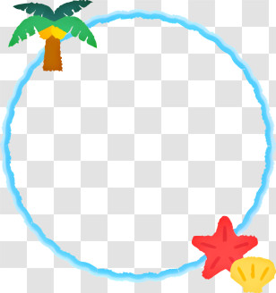 Cartoon - Beach Frame With Palm Tree And Starfish Transparent PNG