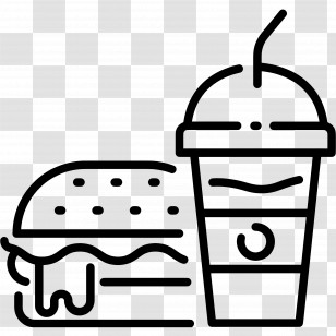Fast Food Outline - Fast Food Burger And Drink Combo Transparent PNG
