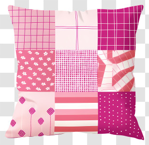 Pink Pillow - Colorful Patchwork Pillow Transparent PNG