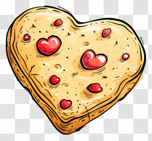 Cartoon Cookie - Heart Shaped Cookie With Red Decorations Transparent PNG