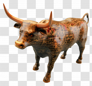 Stock Market - Bull Sculpture With Textured Surface Transparent PNG