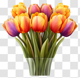 Watercolor Tulips Bouquet - Colorful Tulip Flower Bouquet Transparent PNG