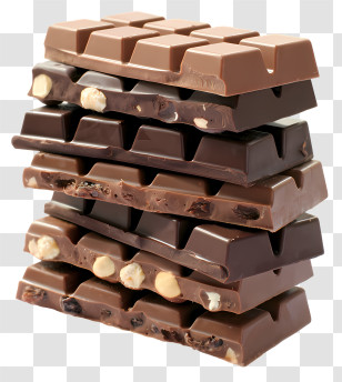 Chocolate - Stacked Chocolate Bars With Nuts Transparent PNG