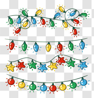 Garland Of Light Bulbs - Illustration Of Festive Holiday String Lights Transparent PNG