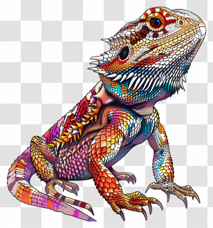 Bearded Dragon - Artistic Colorful Bearded Dragon Illustration Transparent PNG
