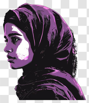 Muslim Girl Cartoon - Purple Style Illustration Of Woman In Hijab Transparent PNG