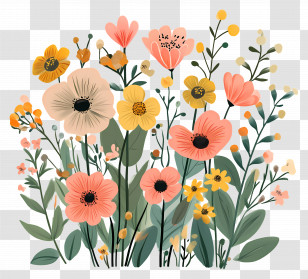 Blooming Flowers - Beautiful Colorful Flowers In Bloom Transparent PNG