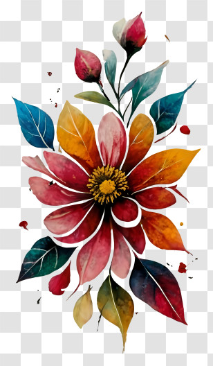 Flower Painting - Colorful Watercolor Flower Painting Transparent PNG