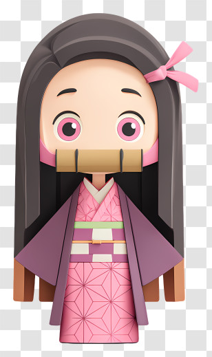 Nezuko Kamado - Pink Kimono Girl With Muzzle Transparent PNG